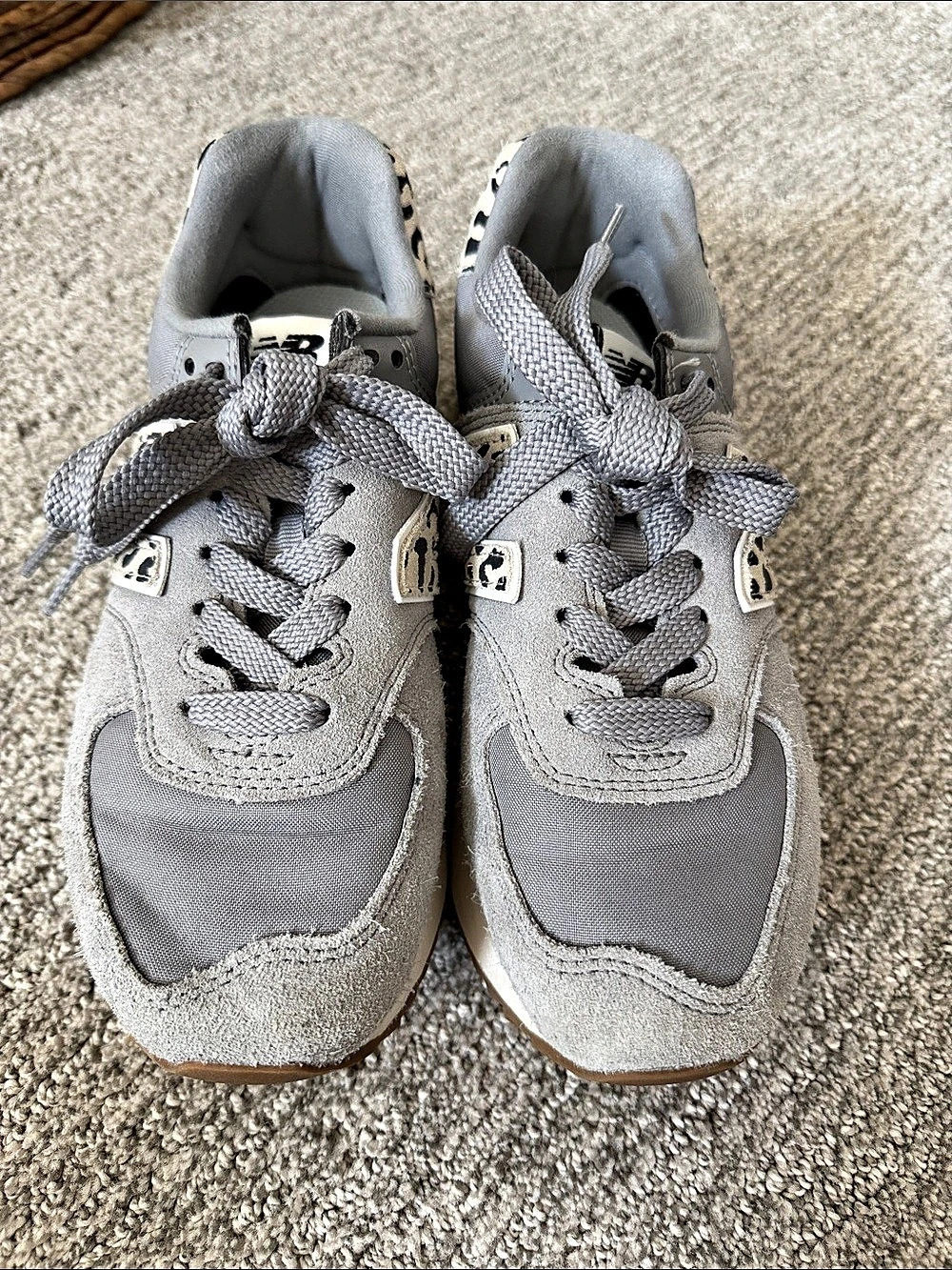 New Balance 574 Plus Shadow Grey Leopard Print Plus Shadow Grey & White Sneakers